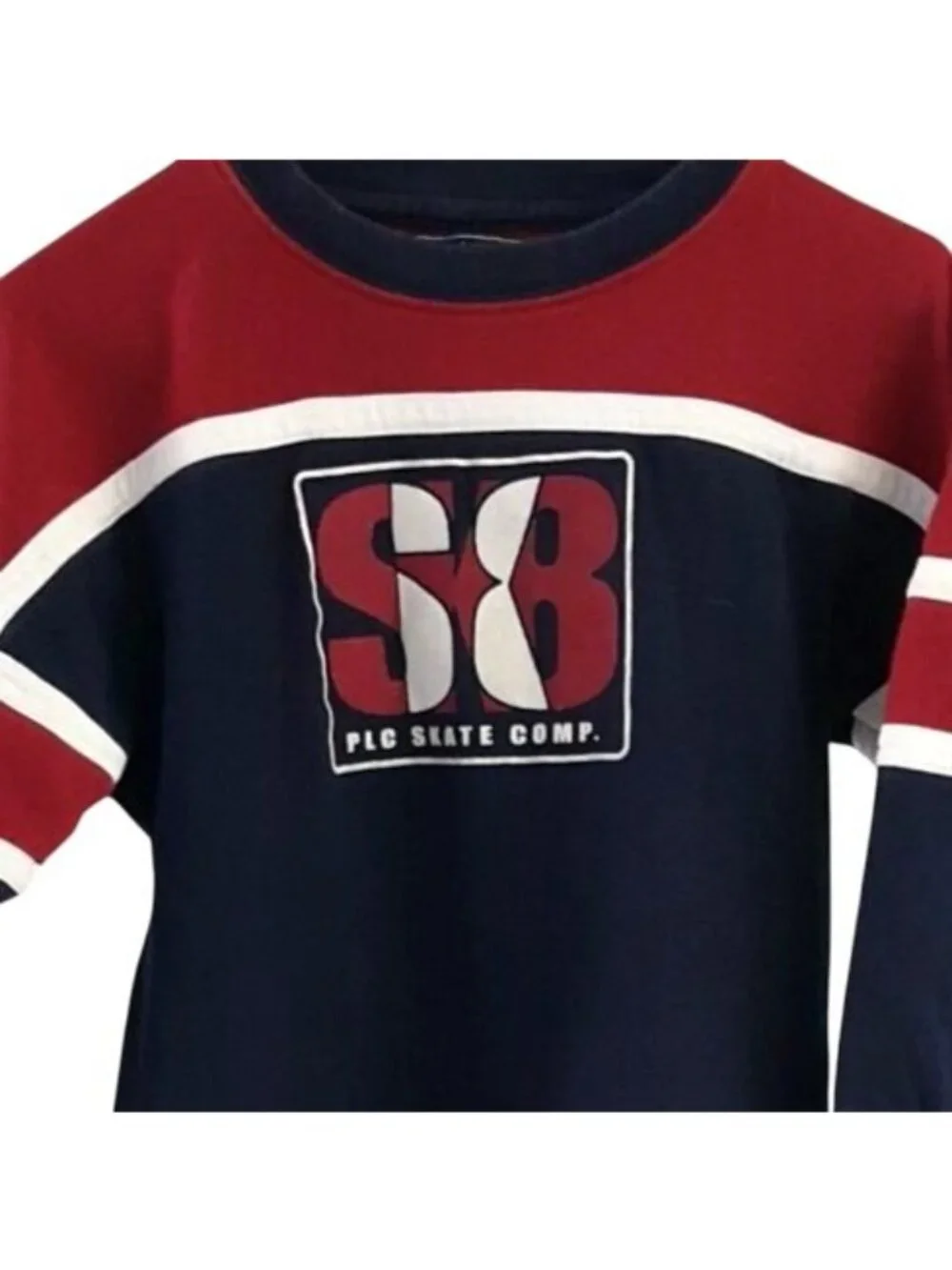 Children's Place Boys SK8 Skate Shirt Blue Size 4 XS Red Color Block Pullover